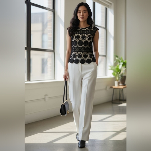 ANTHROPOLOGIE SANCTUARY,  BLACK LACE EMBROIDERY  BLOUSE - Picture 1 of 5